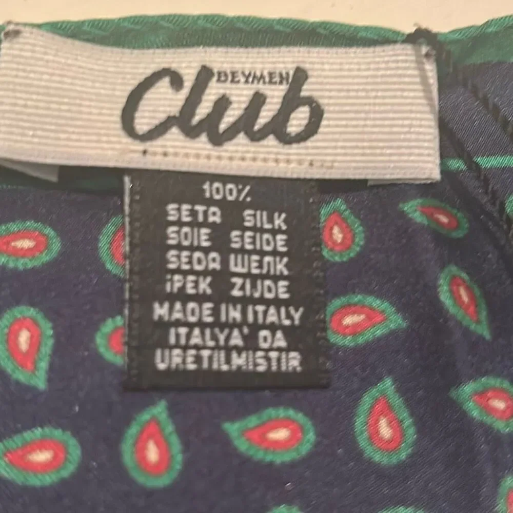 Beymen Club 100% Silk Handkerchief Green Blue Paisley Western Equestrian NWT